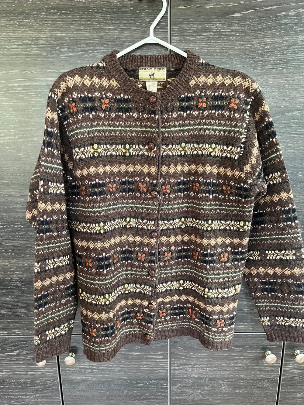 Vintage Point Zero Nicole Benisti Wool Cardigan Med